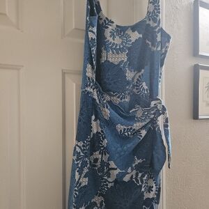 LOFT Blue and White Patterned Top